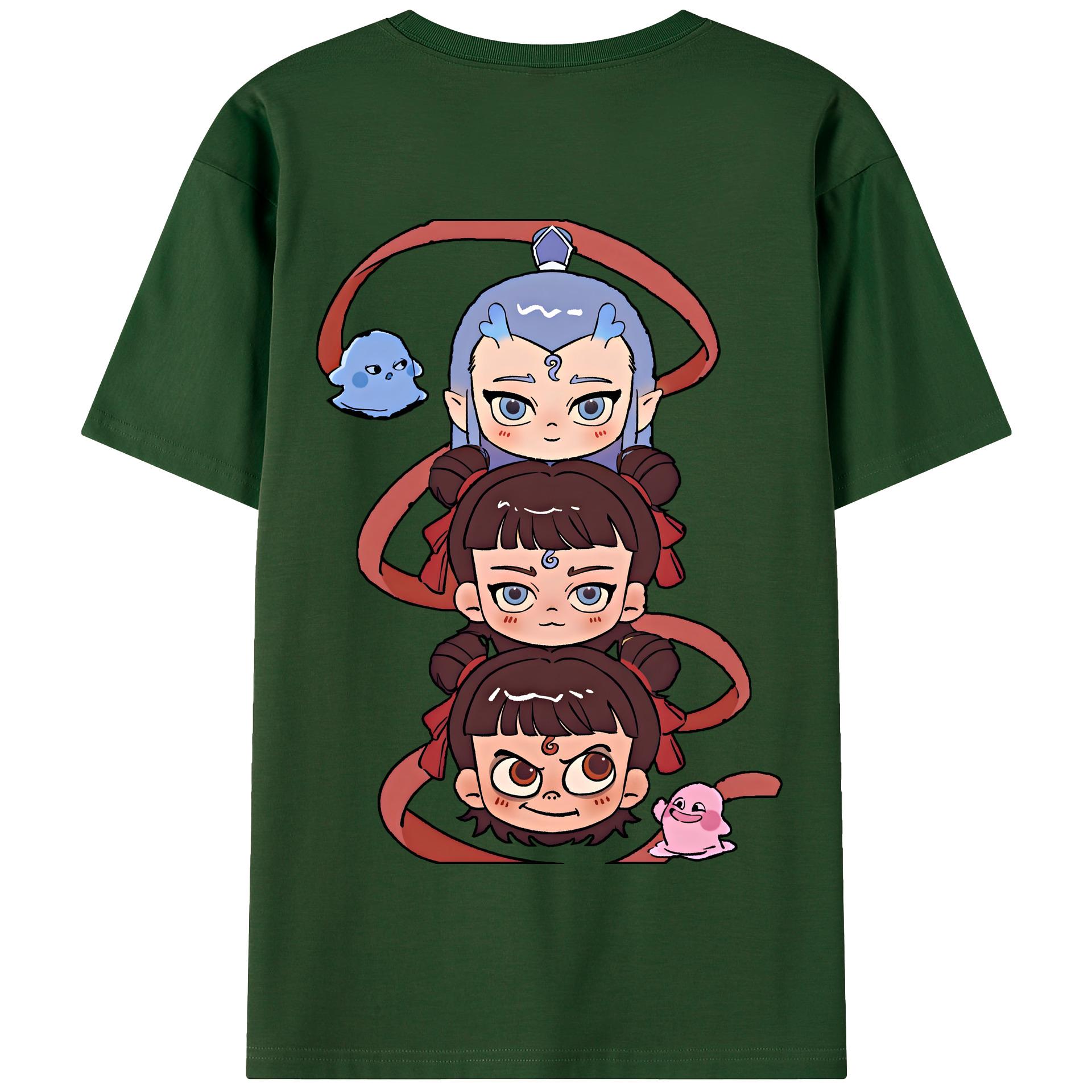 （画像用） Ne Zha 2 ナタ 魔童の大暴れ 綿100％半袖Tシャツ（背面プリント）